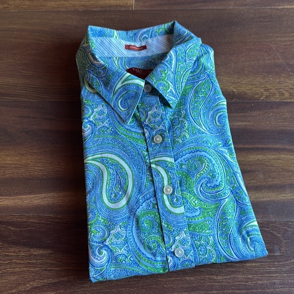 TALBOTS Floral Paisley Button-Up quarter Sleeve Shirt Size 6P - Picture 7 of 7